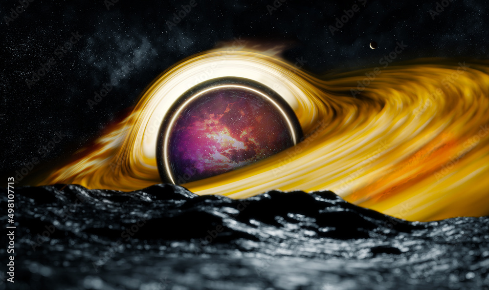 Fototapeta premium Black hole and stars and cloud fields in outer space