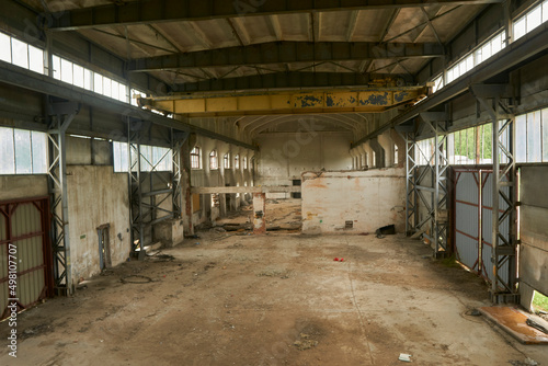 in the old production hall in the abandoned mine factory