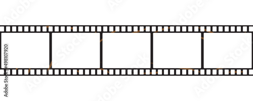 Blank highly detailed vintage film for photo or video camera. Negative film frame. Photographic film on a white background. Vector