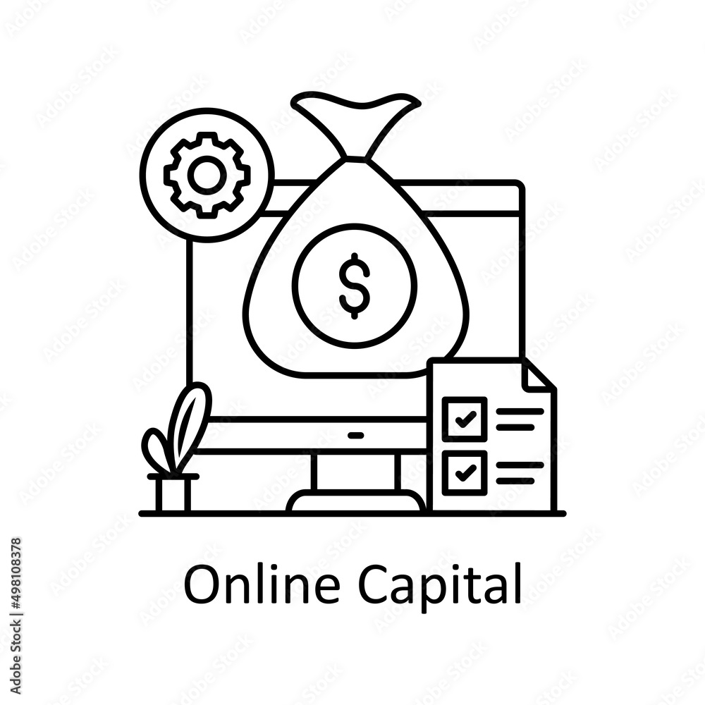 Obraz premium Online Capital vector Outline Icon Design illustration. Business Partnership Symbol on White background EPS 10 File