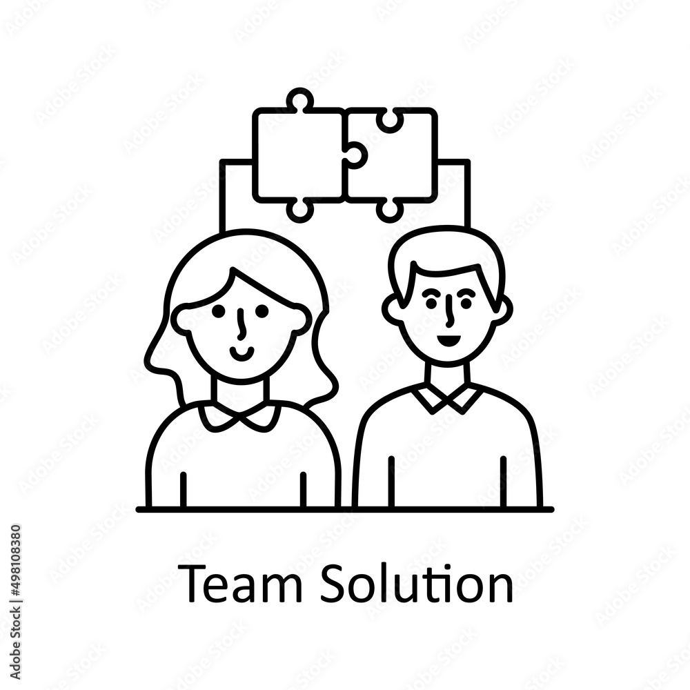 Team Solution vector Outline Icon Design illustration. Business Partnership Symbol on White background EPS 10 File