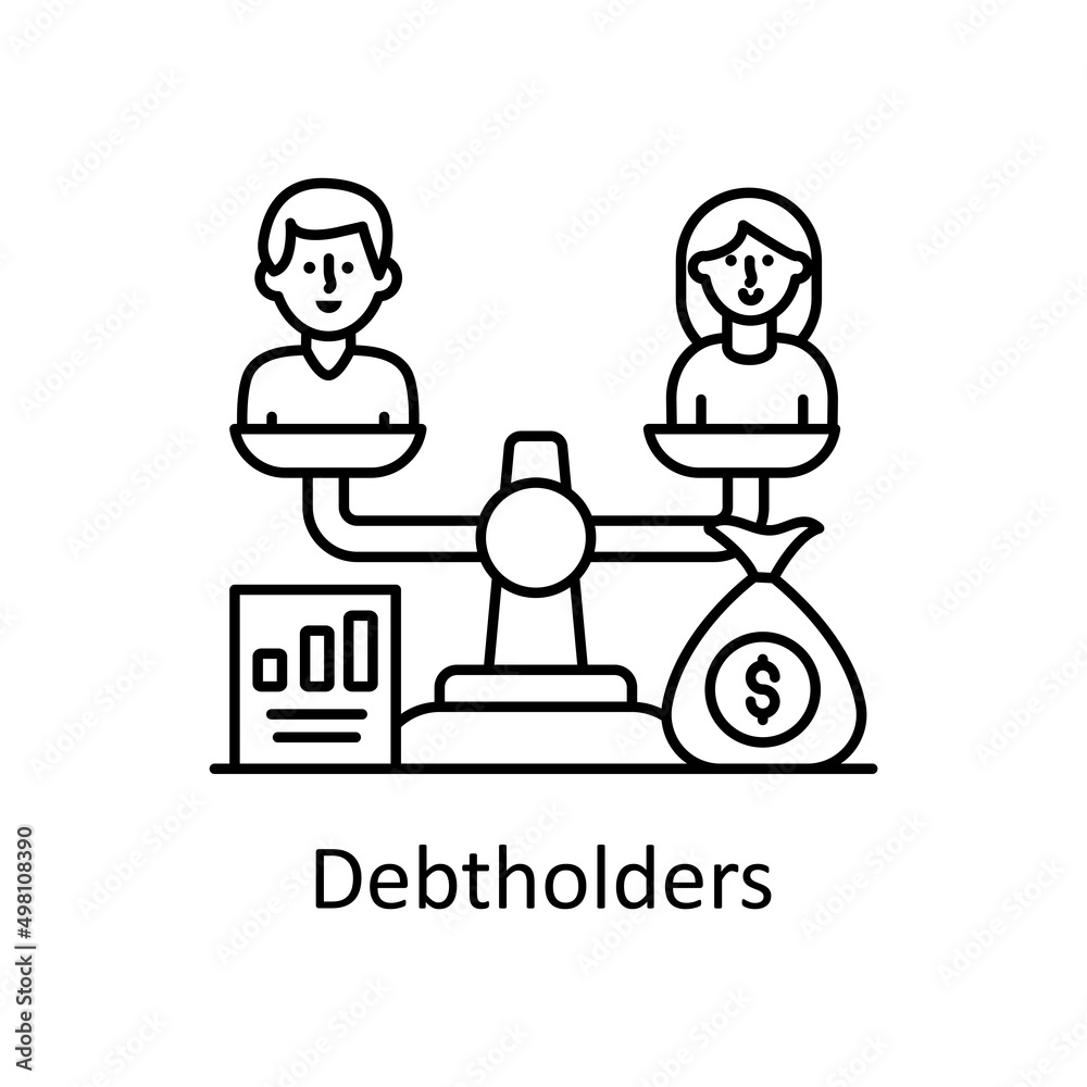 Debt holders vector Outline Icon Design illustration. Business Partnership Symbol on White background EPS 10 File