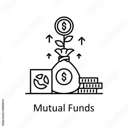 Mutual Funds vector Outline Icon Design illustration. Business Partnership Symbol on White background EPS 10 File