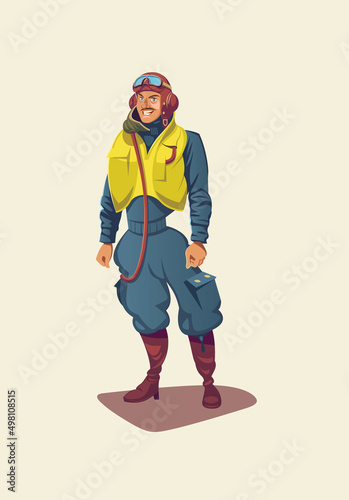 British pilot World War II isolated vector illustration