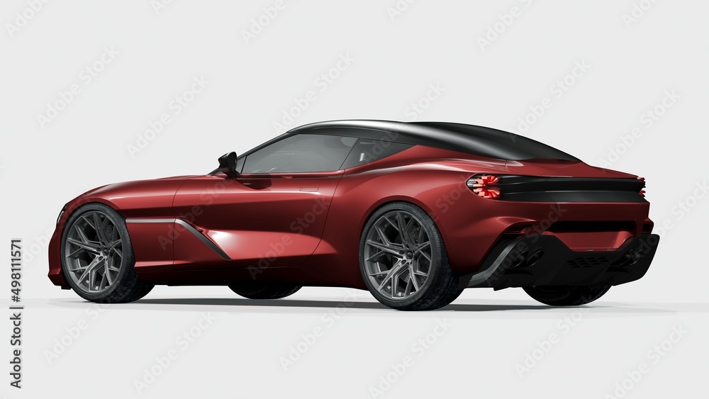 Naklejka premium 3D rendering of a brand-less generic concept car 