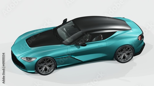3D rendering of a brand-less generic concept car  