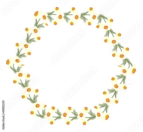 Flowers round frame. Vector illustration in cartoon style