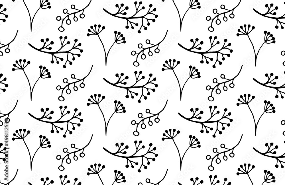 Set vector of hand drawn flowers isolated on white. Doodle floral elements.