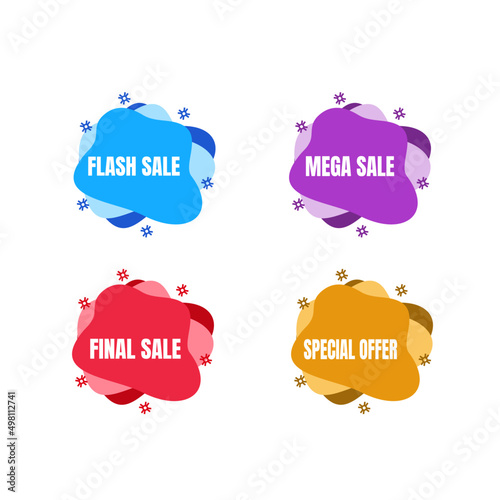 Liquid Sticker Discount label Price Promotion Vector Design