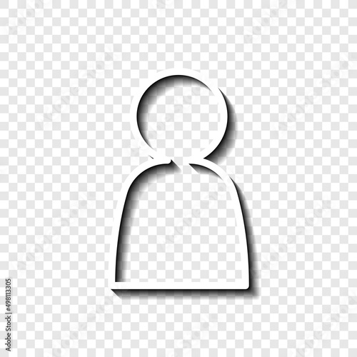 Human simple icon vector. Flat desing. White with shadow on transparent grid.ai