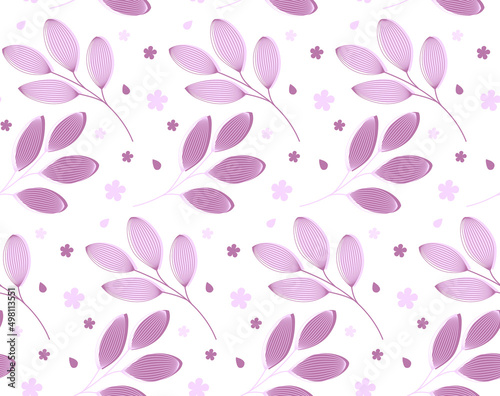 Botanical floral seamless pink pattern with leaves and flower. Pattern for textiles, fabrics, wallpaper, packaging