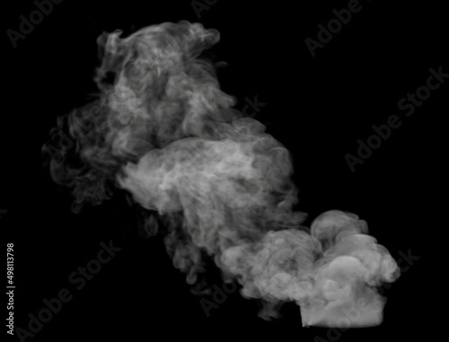 Wispy and very Swirly White Medium Smoke cloud on black