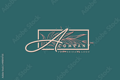 Initial A letter luxury beauty flourishes ornament monogram logo