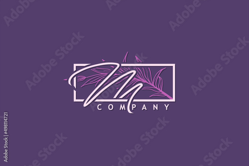 Initial M letter luxury beauty flourishes ornament monogram logo