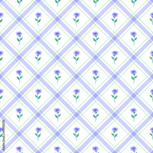 Cute Viola Violet Flower Element Lilac Violet Purple Diagonal Stripe Striped Line Tilt Checkered Plaid Tartan Buffalo Scott Gingham Pattern Illustration Wrapping Paper, Picnic, Scarf 