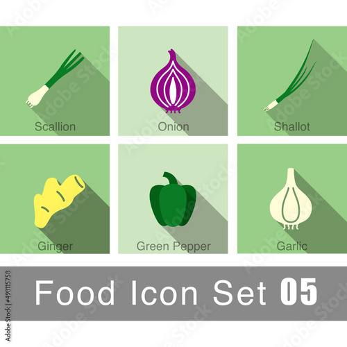 Vegetables food flat icon set design vector illustration