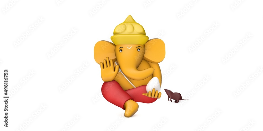 Hindu God Ganesha Statue Hindu sanatan Religion Festival Concept Elephant god. 3D Render illustration image Hindu God Ganesha Statue Hindu sanatan Religion Festival Concept Elephant god. 3D Render illustration image