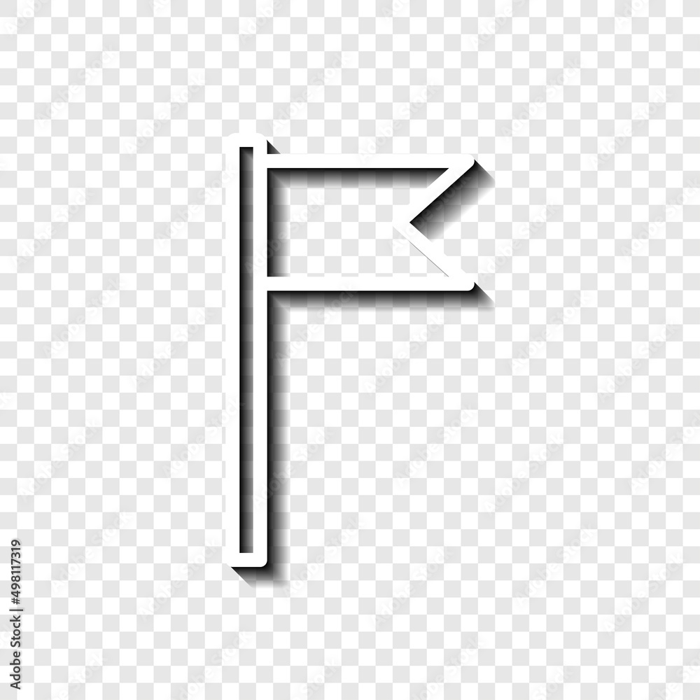 Obraz premium Flag, banner simple icon vector. Flat desing. White with shadow on transparent grid.ai