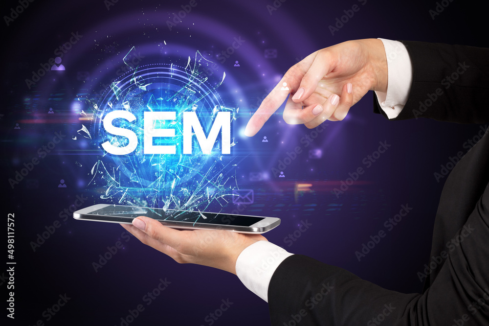 Close-up of a touchscreen with abbreviation. Close-up of a touchscreen with abbreviation.