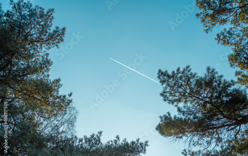 high plane in sky