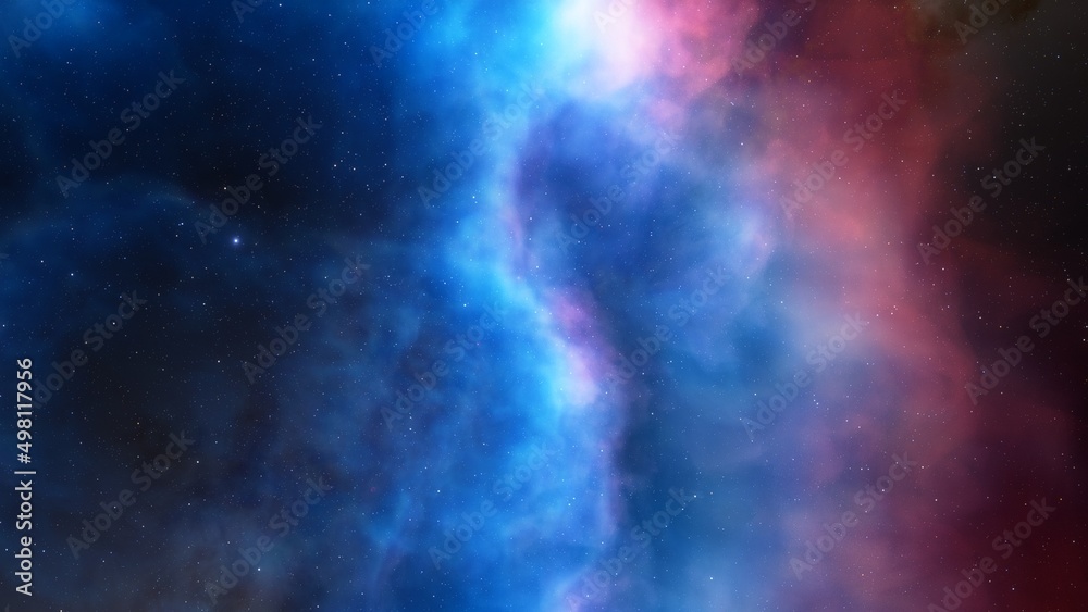 Deep space nebula with stars. Bright and vibrant Multicolor Starfield Infinite space outer space background with nebulas and stars. Star clusters, nebula outer space background 3d render	
