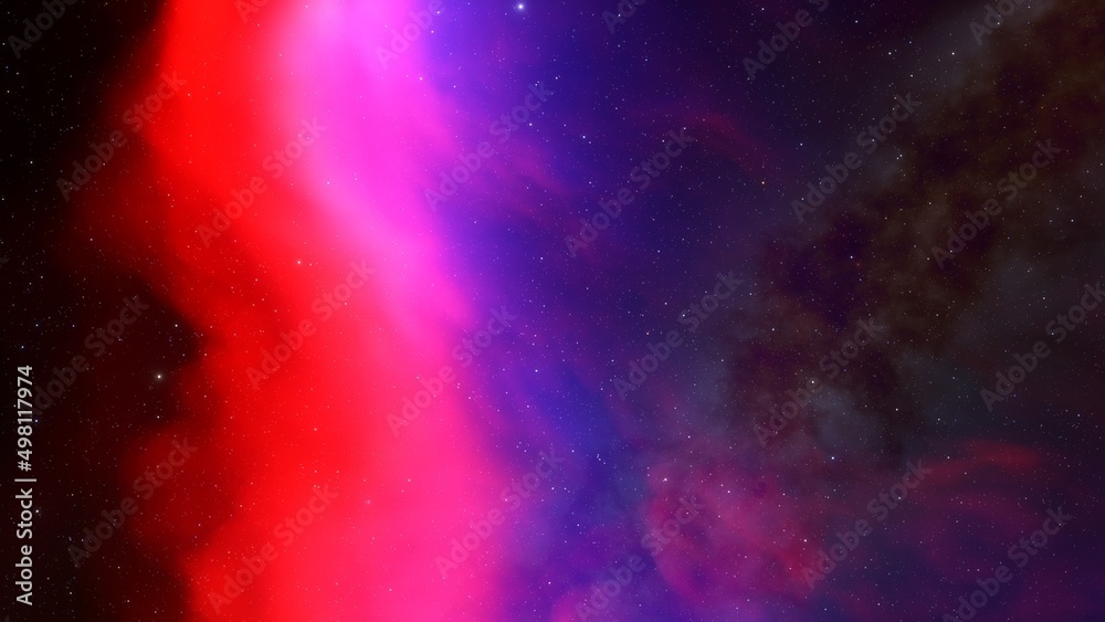 Fototapeta premium Deep space nebula with stars. Bright and vibrant Multicolor Starfield Infinite space outer space background with nebulas and stars. Star clusters, nebula outer space background 3d render 