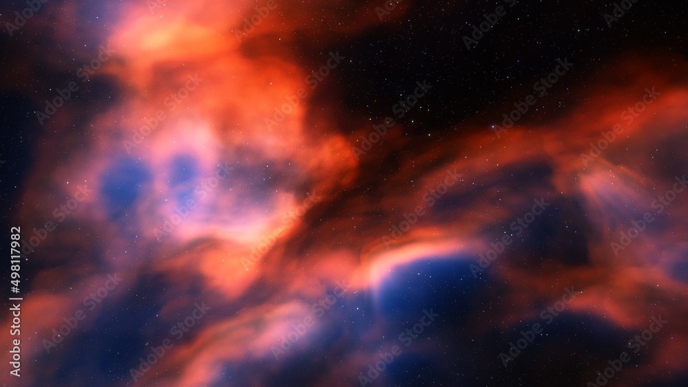 Deep space nebula with stars. Bright and vibrant Multicolor Starfield Infinite space outer space background with nebulas and stars. Star clusters, nebula outer space background 3d render	
