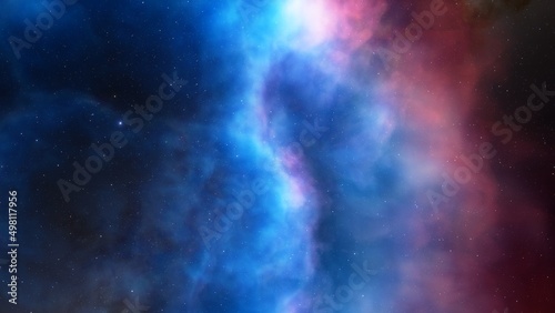 Fototapeta Naklejka Na Ścianę i Meble -  Deep space nebula with stars. Bright and vibrant Multicolor Starfield Infinite space outer space background with nebulas and stars. Star clusters, nebula outer space background 3d render	
