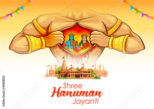 Lord Hanuman on religious background for Hanuman Jayanti festival of India