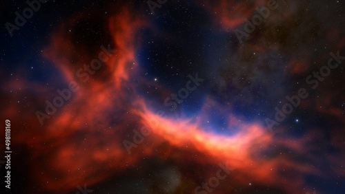 Deep space nebula with stars. Bright and vibrant Multicolor Starfield Infinite space outer space background with nebulas and stars. Star clusters  nebula outer space background 3d render  