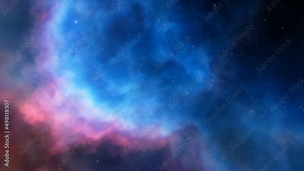 science fiction illustrarion, colorful space background with stars	
