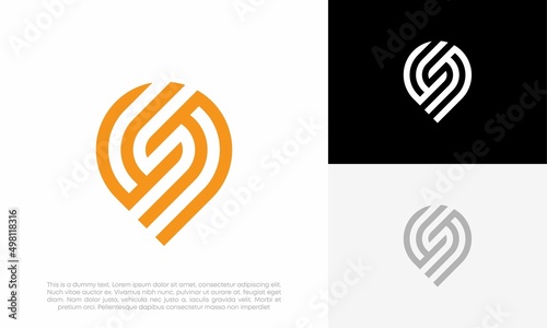 letter S pin and spot logo design vector
