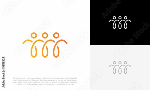 abstract people and human family logo design vector
