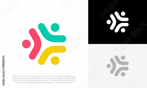 abstract people and human family logo design vector photo