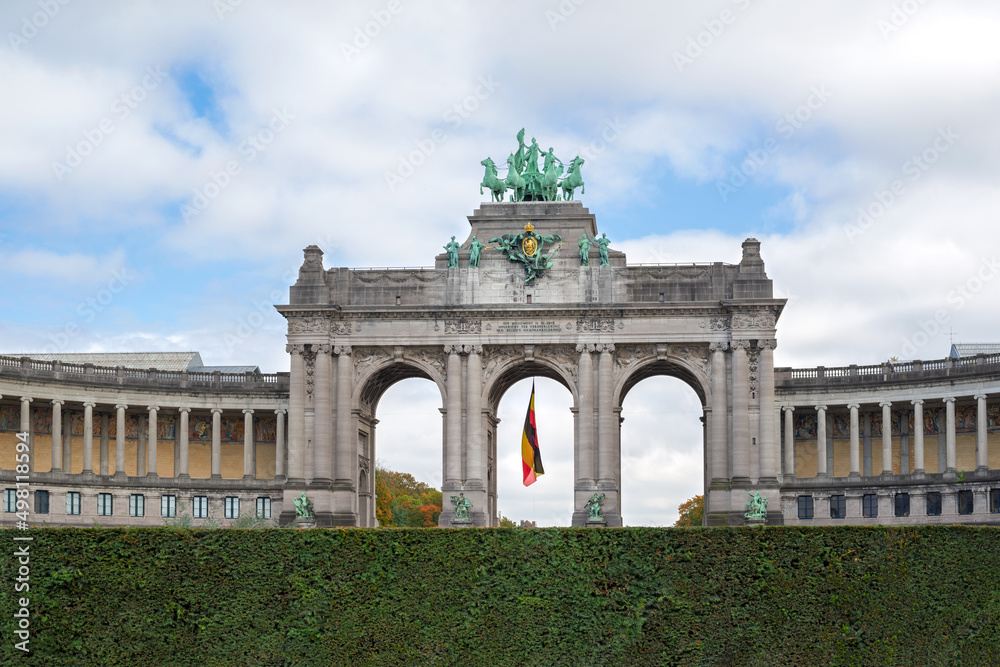 Triumphal Arch (Cinquantenaire Arch) in the Jubilee Park, Brussels Belgium