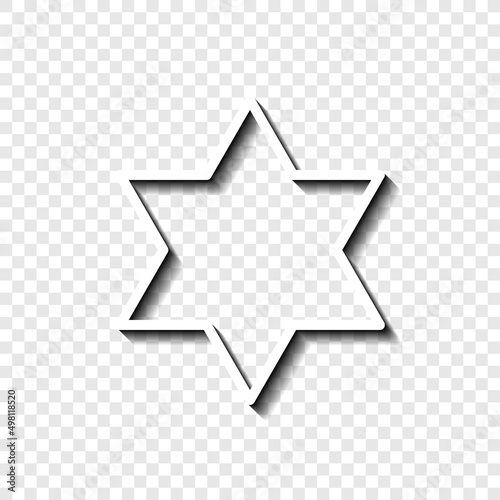 Shield of David simple icon vector. Flat desing. White with shadow on transparent grid.ai