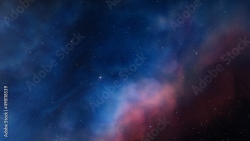 nebula gas cloud in deep outer space, science fiction illustrarion, colorful space background with stars 3d render © ANDREI