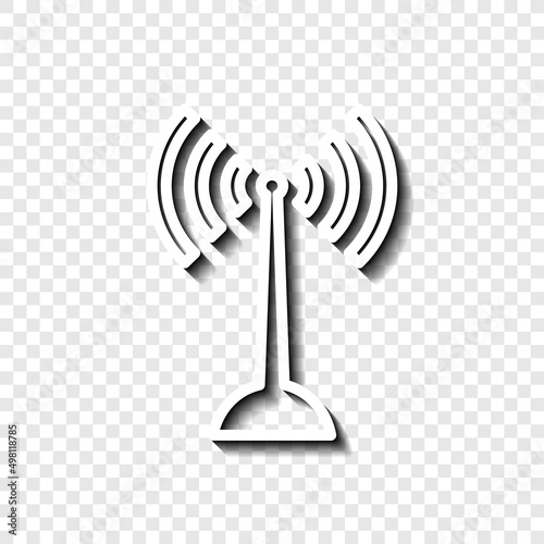 WiFi simple icon vector. Flat desing. White with shadow on transparent grid.ai