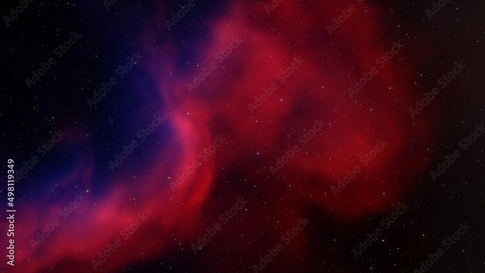 Space background with realistic nebula and shining stars. Colorful cosmos with stardust and milky way. Magic color galaxy. Infinite universe and starry night. 3d Render