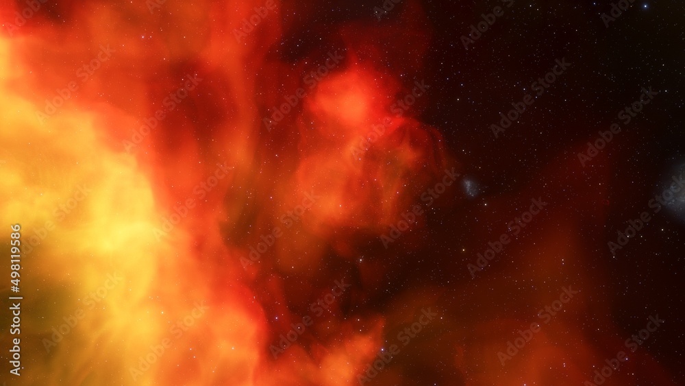 Space background with realistic nebula and shining stars. Colorful cosmos with stardust and milky way. Magic color galaxy. Infinite universe and starry night. 3d Render