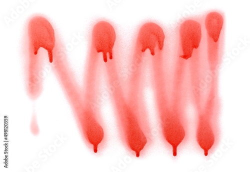 Red spray stain, graffiti lines zigzag isolated on white