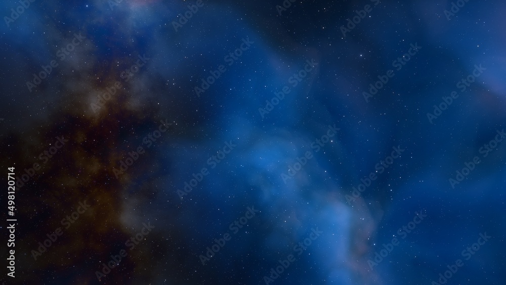 nebula gas cloud in deep outer space, science fiction illustrarion, colorful space background with stars 3d render	
