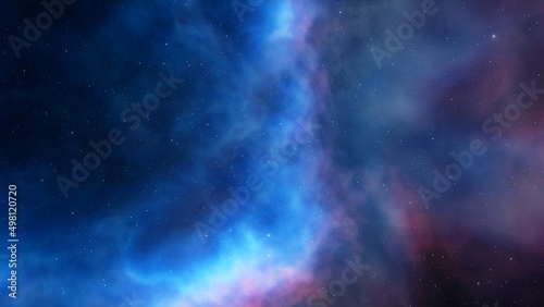 nebula gas cloud in deep outer space, science fiction illustrarion, colorful space background with stars 3d render 