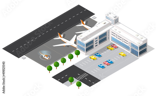 City's airport, the trees and the flight of construction and building