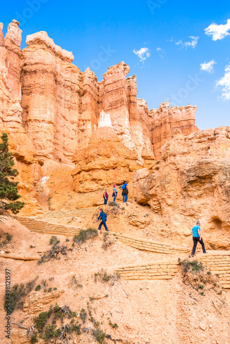 UTAH USA - MAY 26, 2015: People on hiking trip in Bryce Canyon National Park, Utah, USA
