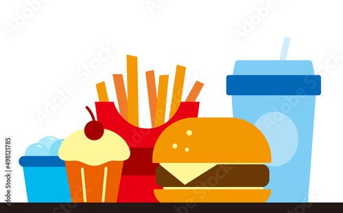 Fast food and drink for lunch or dinner vector illustration