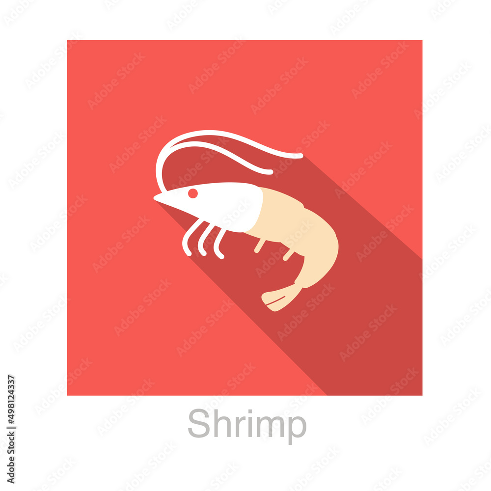 Shrimp food flat icon vector vector illustration Shrimp food flat icon vector vector illustration