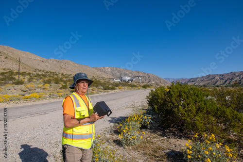 A Certified Part 107 FAA UAV Pilot Conducting a Spring Environmental Bloom Survey in the Whitewater Desert Valley, California © Gary Peplow
