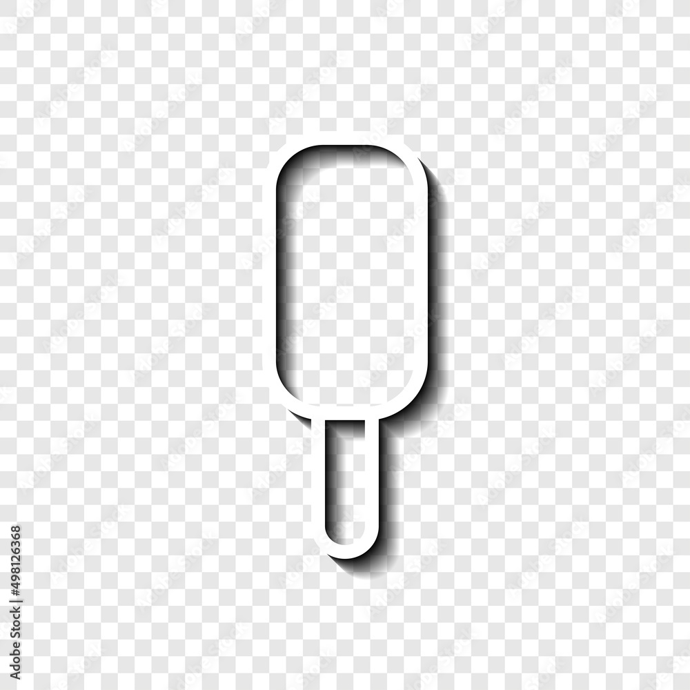 Icecream simple icon. Flat desing. White with shadow on transparent grid.ai Icecream simple icon. Flat desing. White with shadow on transparent grid.ai