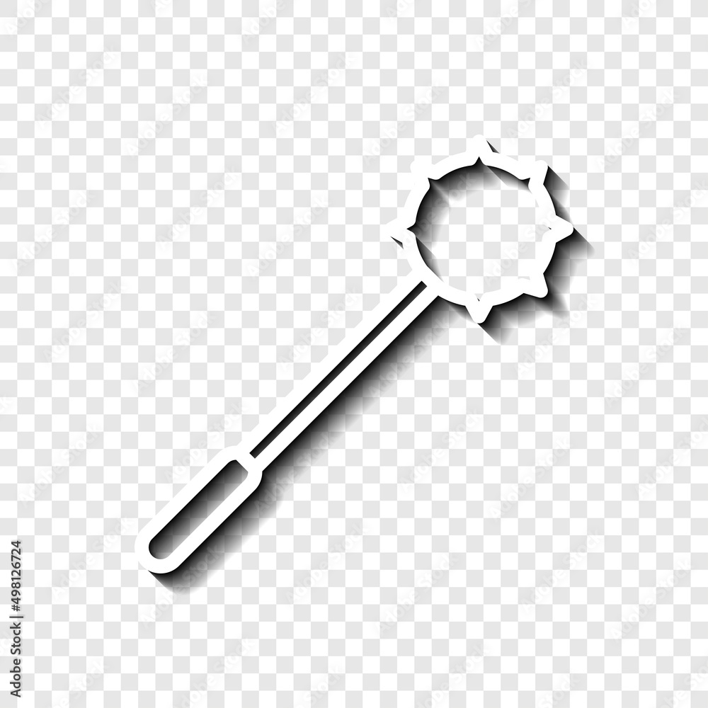 Mace simple icon. Flat desing. White with shadow on transparent grid.ai Mace simple icon. Flat desing. White with shadow on transparent grid.ai